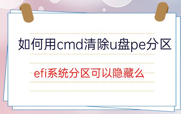 如何用cmd清除u盘pe分区 efi系统分区可以隐藏么？